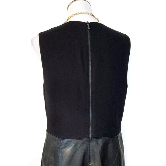Vince Sleeveless Viscose/Leather Sheath Dress Black Size 12 - Picture 6 of 16